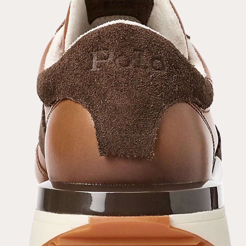 Polo by Ralph Lauren Men's Tan Leather Sneakers Train 89 BRAND NEW-in box. - Picture 4 of 5